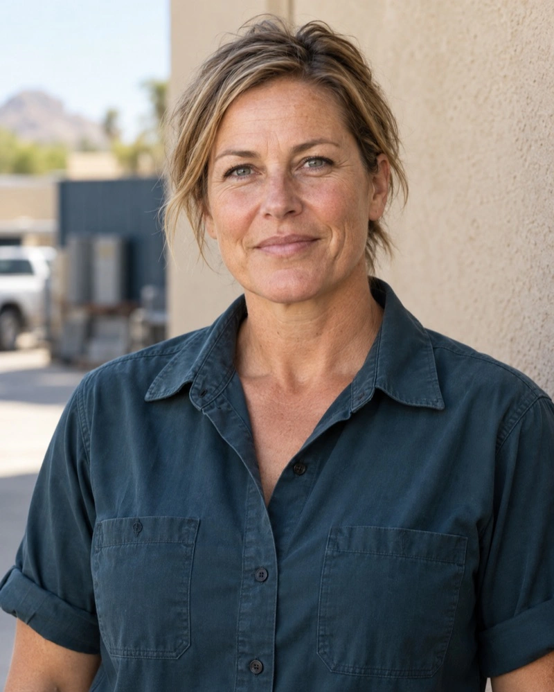 Portrait of Mara Ellery, a fictional Rillstead team member.